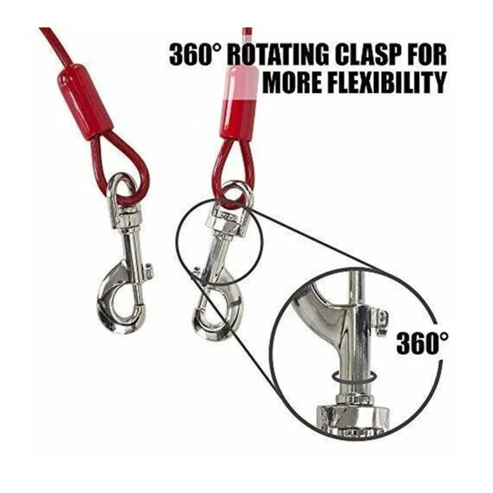 BV PETS Tie-Out Cable for Dogs Up to 125 Pounds 30 Feet Red